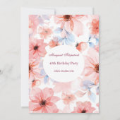 Bloemen roze om het even welke verjaardag kaart (Achterkant)