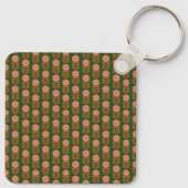 bloemen, roze op groen monogram budget sleutelhanger (Achterkant)