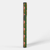  bloemen, roze op groene retro iPhone hoesje (Rechterkant)