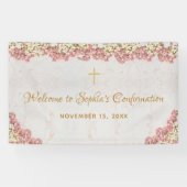 Bloemen Roze Orchideeën Goud Meisje bevestiging We Spandoek (Horizontaal)