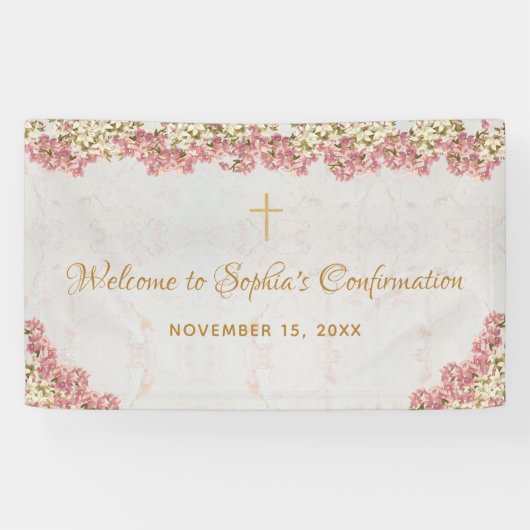 Bloemen Roze Orchideeën Goud Meisje bevestiging We Spandoek (Horizontaal)