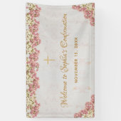 Bloemen Roze Orchideeën Goud Meisje bevestiging We Spandoek (Verticaal)