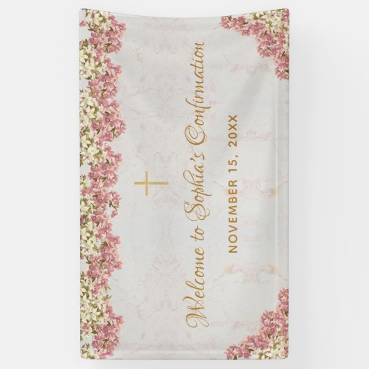 Bloemen Roze Orchideeën Goud Meisje bevestiging We Spandoek (Verticaal)