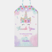Bloemen Roze & Paarse Eenhoorn Gift Labels Cadeaulabel (Voorkant)