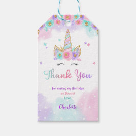 Bloemen Roze & Paarse Eenhoorn Gift Labels Cadeaulabel