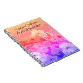 Bloemen Roze Paarse Glittery Custom Naam Bruiloft Notitieboek (Rechterzijde)