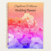 Bloemen Roze Paarse Glittery Custom Naam Bruiloft Planner (Voorkant)