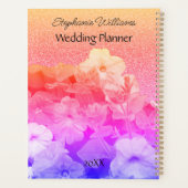 Bloemen Roze Paarse Glittery Custom Naam Bruiloft Planner (Achterkant)