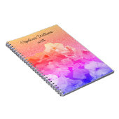 Bloemen Roze Paarse Glittery Custom Name Ombre Sch Notitieboek (Rechterzijde)