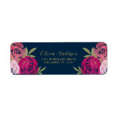  Bloemen Roze & Paarse Waterverf Rozen Blauw Etiket (Voorkant)