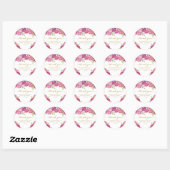 Bloemen Roze & Paarse Waterverf Rozen Dank u Ronde Sticker (Vel)