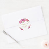 Bloemen Roze & Paarse Waterverf Rozen Dank u Ronde Sticker (Envelop)