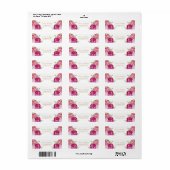 Bloemen Roze & Paarse Waterverf Rozen Etiket (Full Sheet)