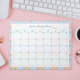 Bloemen Roze Paddenstoel Licht Blauw Planner Naam Notitieblok