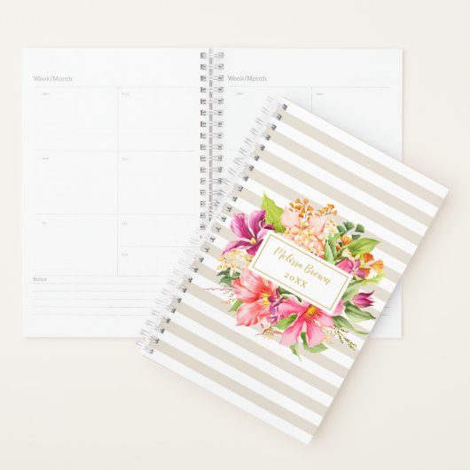 bloemen Roze pasta beige ellegant Planner (Display)