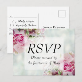 Bloemen Roze Pastel bruiloft uitnodiging RSVP