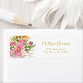  bloemen Roze Pastel Return-adreslabels Etiket (Insitu)