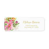  bloemen Roze Pastel Return-adreslabels Etiket (Voorkant)