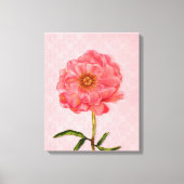 Bloemen roze pioen bloemkunst canvas afdruk (Voorkant)
