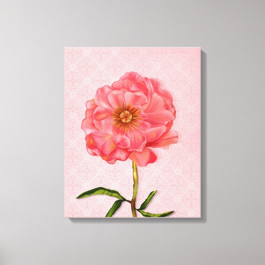 Bloemen  roze pioen bloemkunst canvas afdruk (Voorkant)