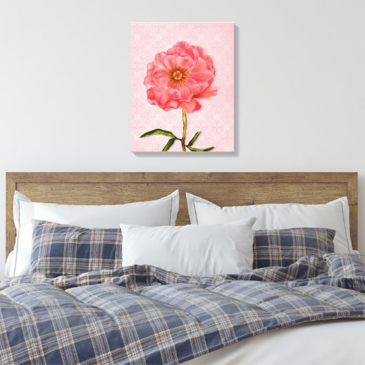 Bloemen  roze pioen bloemkunst canvas afdruk (Insitu (Slaapkamer))