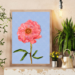Bloemen  roze pioen bloemkunst poster