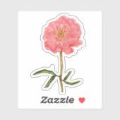 Bloemen roze pioen bloemkunst sticker (Vel)