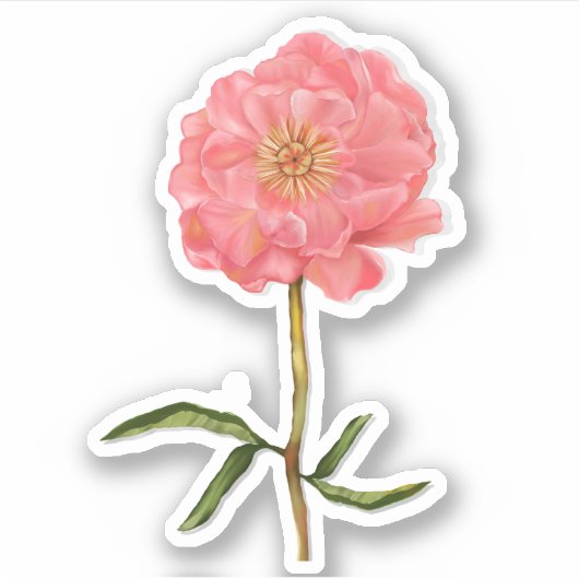 Bloemen roze pioen bloemkunst sticker (Voorkant)