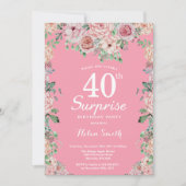 Bloemen Roze pioenen Verrassing 40ste verjaardag Kaart (Voorkant)