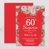 Bloemen Roze pioenen Verrassing 60ste verjaardag R Kaart (Voorkant / Achterkant)