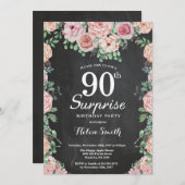 Bloemen Roze pioenen Verrassing 90ste verjaardag Kaart (Voorkant / Achterkant)