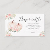 Bloemen Roze Pompoen Baby shower Luier verloskaart Informatiekaartje (Voorkant)