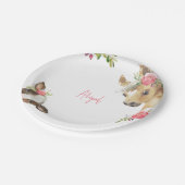 Bloemen Roze Pony & Koe Baby shower Wit Papieren Bordje (Gekanteld)