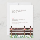 Bloemen Roze Pony & Koe II Baby shower Kaart (Achterkant)