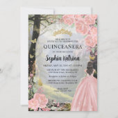 Bloemen Roze Prinses Bos Verjaardag Quinceanera Kaart (Voorkant)