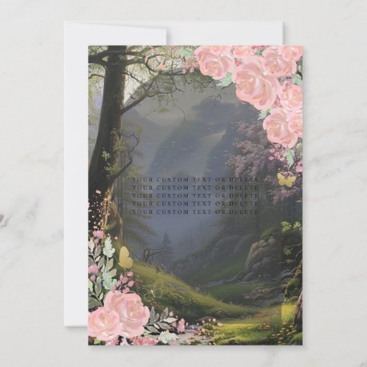 Bloemen Roze Prinses Bos Verjaardag Quinceanera Kaart (Achterkant)