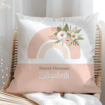 Bloemen Roze Regenboog Custom Naam Kussen