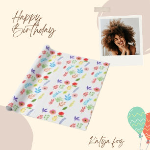 Bloemen Roze & Rode Waterverf Verlofpatroon Cadeaupapier