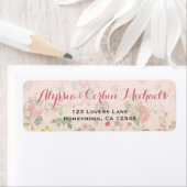  Bloemen Roze Romantisch Elegant Bruiloft Etiket (Insitu)