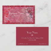 Bloemen roze rood en wit met geïllustreerde vrouw visitekaartje (Voorkant / Achterkant)