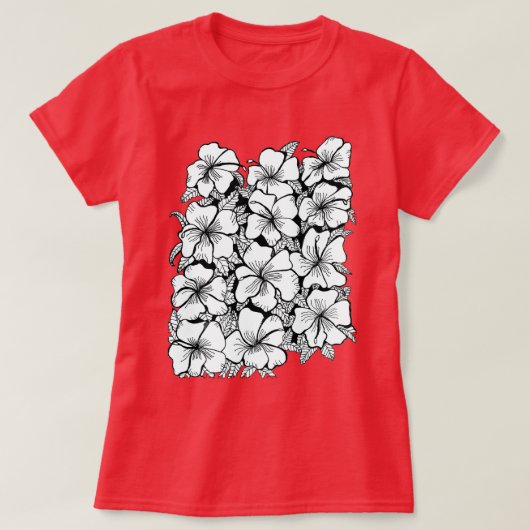 Bloemen roze rood t-shirt (Design voorkant)