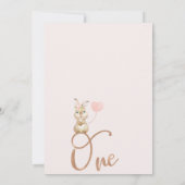 Bloemen Roze Rose Goud Sommige Bunny 1e Verjaardag Kaart (Achterkant)