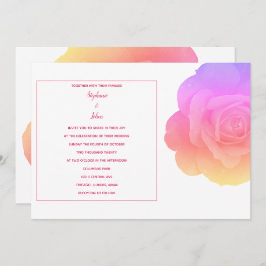 Bloemen Roze Roze Bloem Art Modern Elegant Huwelij Kaart (Voorkant / Achterkant)