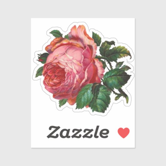 Bloemen Roze Rozen Bloemen Sticker (Vel)