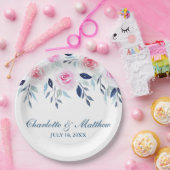 Bloemen Roze Rozen Bloemen Waterverf Bruiloft Papieren Bordje (Feest)