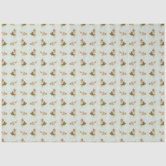 Bloemen Roze Rozen Boerderij Blauw Kwekerij Tissuepapier (Voorkant)