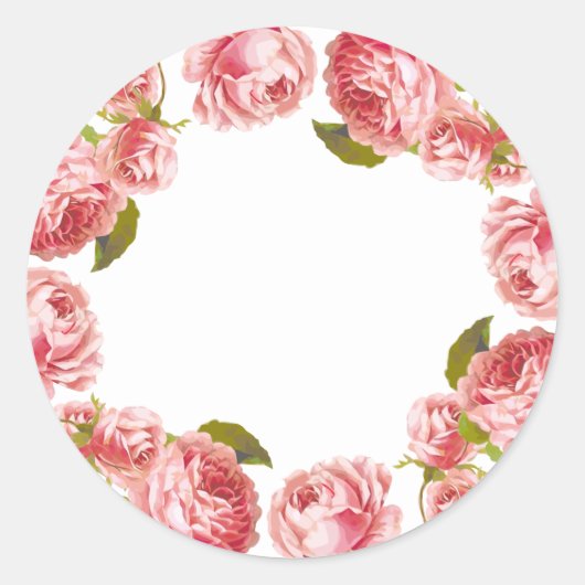 Bloemen  Roze Rozen Custom Blank Ronde Sticker (Voorkant)