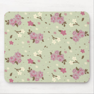 Bloemen Roze Rozen & het Witte patroon van Bloemen Muismat