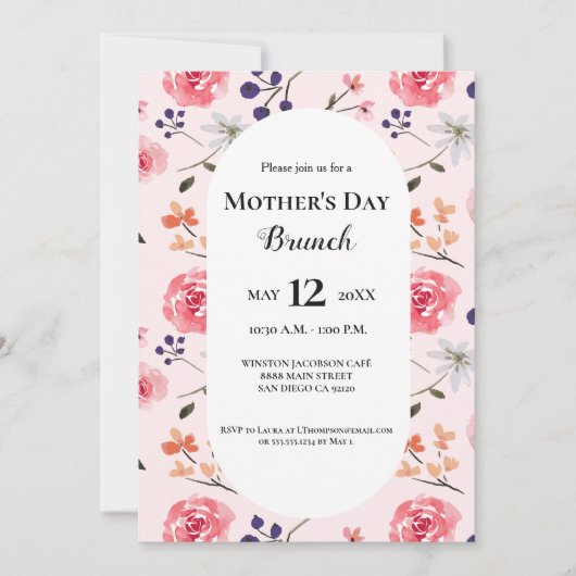 Bloemen Roze Rozen Pioenen Moederdag brunch Kaart (Voorkant)