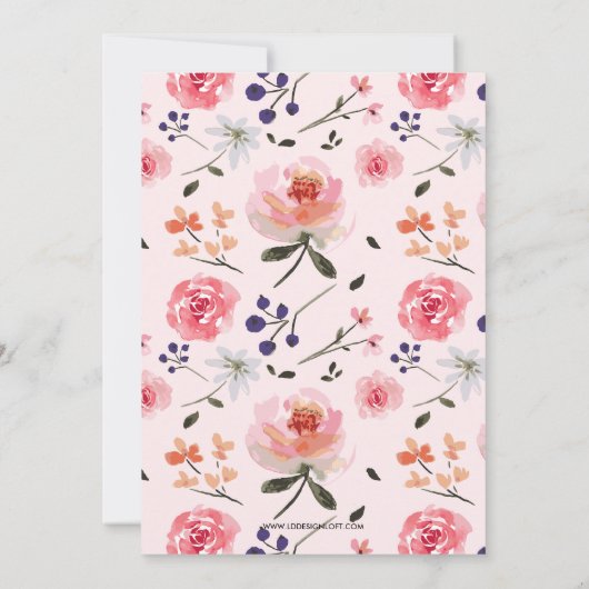 Bloemen Roze Rozen Pioenen Moederdag brunch Kaart (Achterkant)